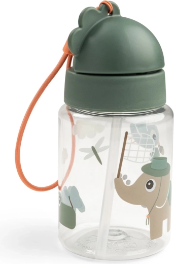 Botella infantil con pajita Done by Deer Tiny trails verde 280 ml