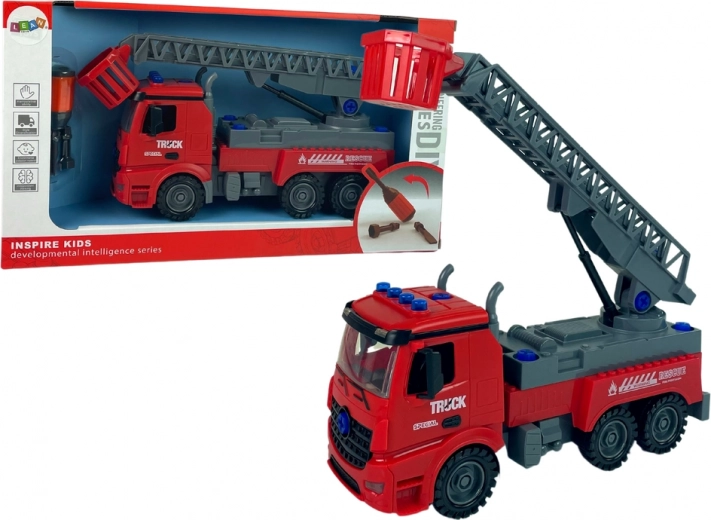 Camión de bomberos para montar – rojo DIY con destornillador