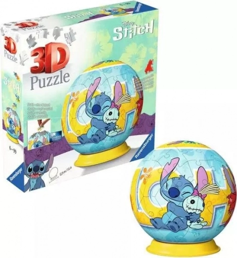 Puzzle 3D esfera DISNEY Stitch de 72 piezas con base