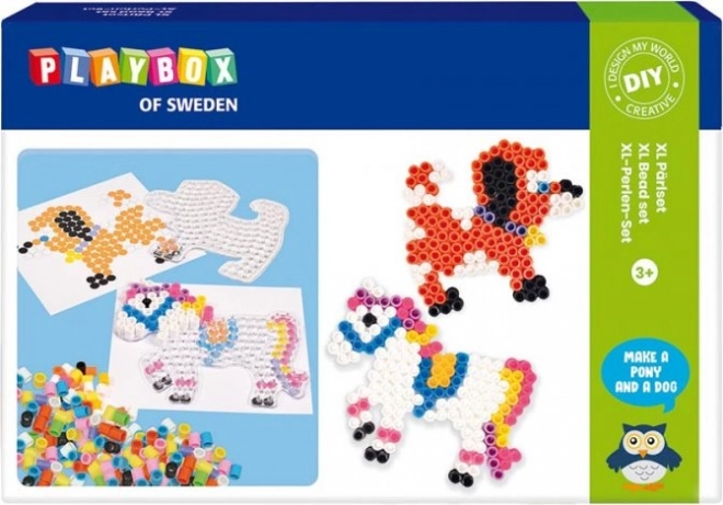 Playbox cuentas para planchar set de caballito y perrito