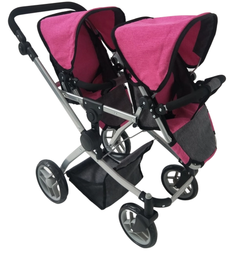 Cochecito infantil para gemelos rosa-negro