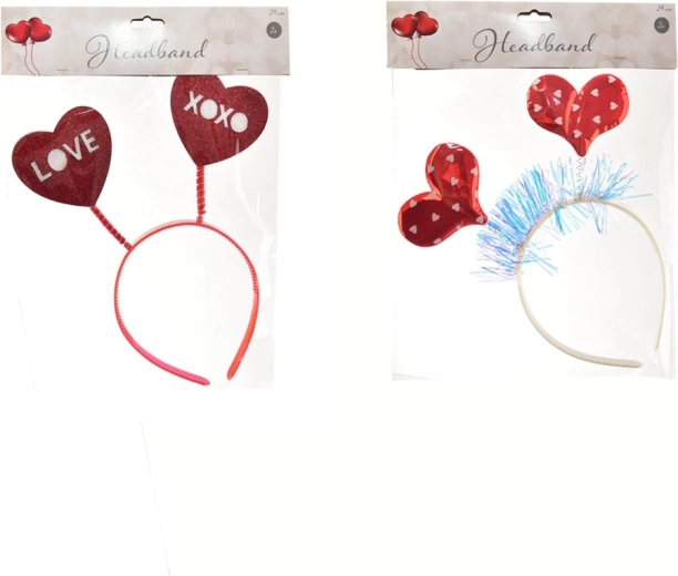 Diadema con corazones roja/blanca (mix de 2 variantes)