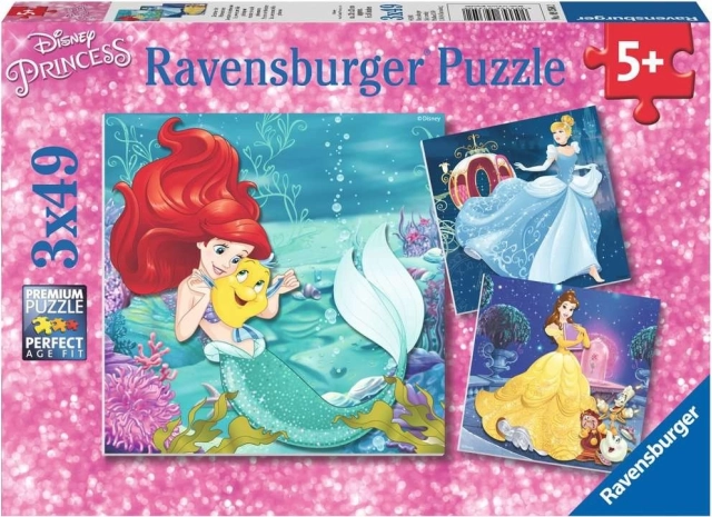 Puzzle Ravensburger Princesas Disney – noche con princesas, 3×49 piezas