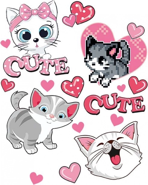 Pegatinas termoadhesivas de gatitos adorables – hoja grande 20 × 30 cm