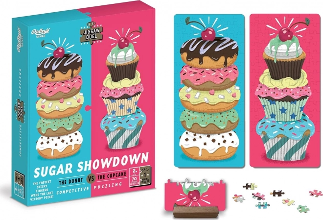 Puzzle Duel Dulce cuenta: donut vs cupcake 2×70 piezas