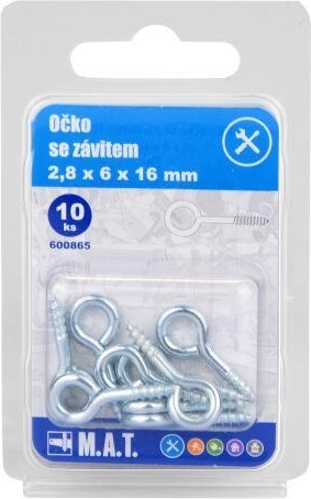 Anilla cerrada roscada 16 × 6 × 2,8 mm, zincada (10 uds)