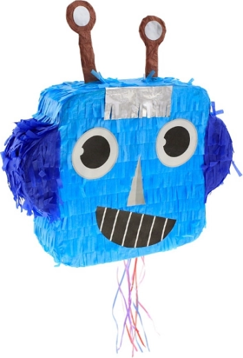 Piñata robot con cuerdas para tirar