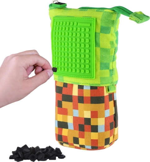 Estuche pop-up Pixie Crew verde-marrón con panel pequeño