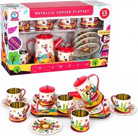 Juego de té de metal para niños, 14 piezas
