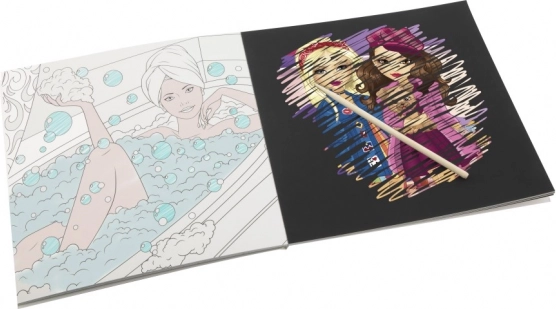 Combinación de scratch art y libros para colorear