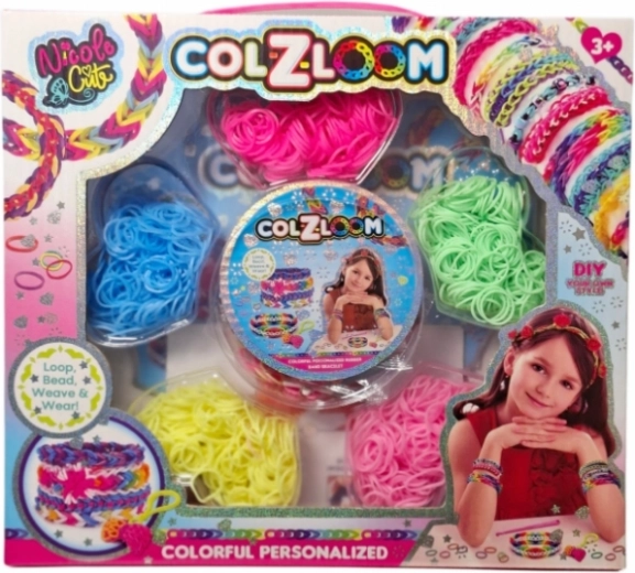 Set creativo de gomas elásticas de colores para hacer pulseras