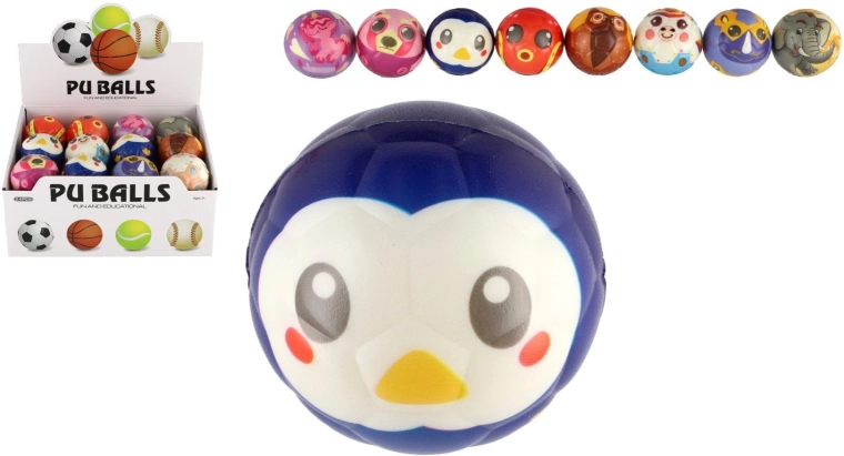 Pelota de espuma con animalito 6 cm, mix de colores