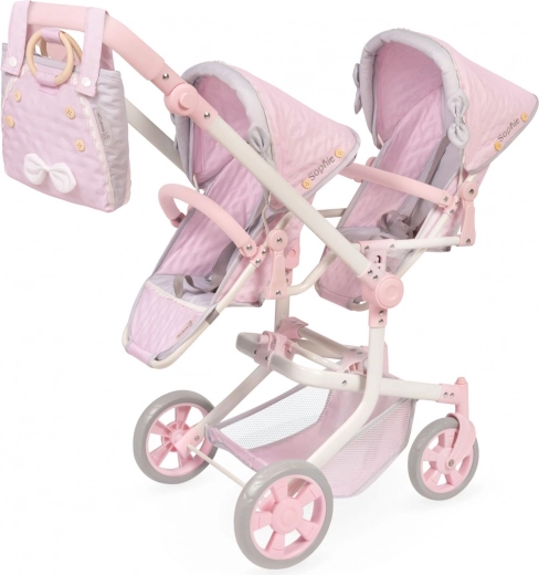 Cochecito plegable doble para muñecas gemelas SOPHIE con bolsa, altura ajustable 91 cm