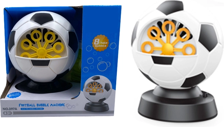 Máquina de burbujas con forma de balón de fútbol con 8 orificios