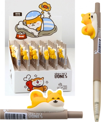 Bolígrafo de gel con figura de perro Shiba, tinta azul 0.5 mm