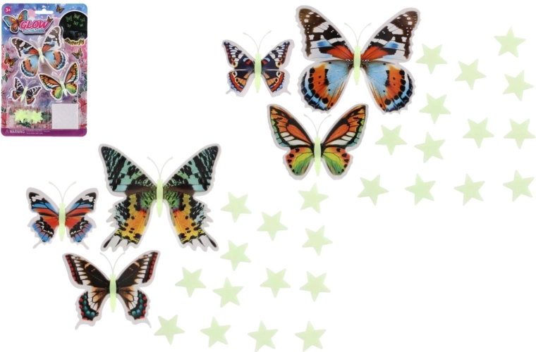 Mariposas y estrellas luminosas para pared – decoración 3D para habitación infantil
