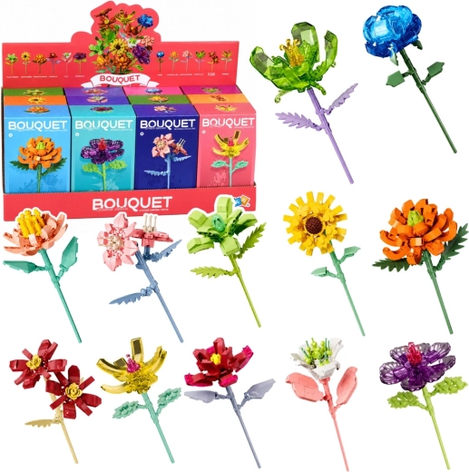 Juego de construcción flor con tallo – mix de colores 71–106 piezas - 1 unidad