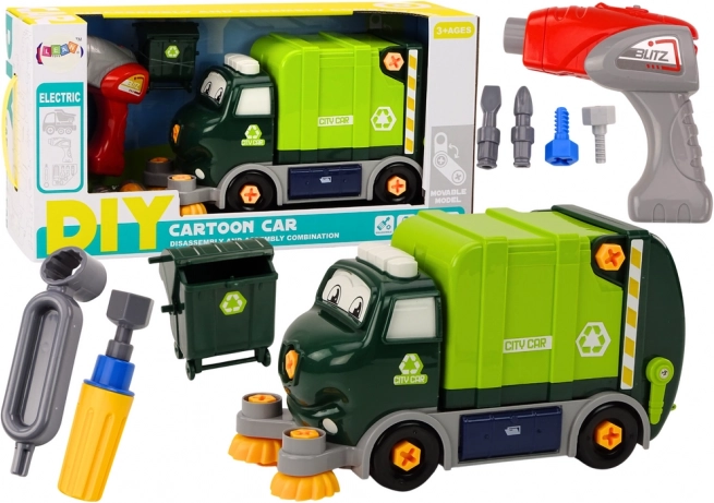 Camión de reciclaje ilustrado para montar DIY – verde