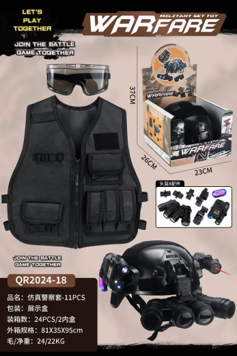 Set policial militar para niños pequeños con casco