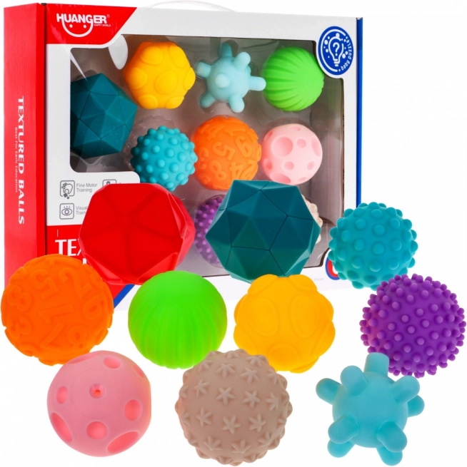 Set de 10 pelotas sensoriales de goma para niños desde 6 meses y adultos – juguetes antiestrés