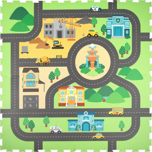 Alfombra de juego de espuma Humbi con calles urbanas 120 × 120 cm