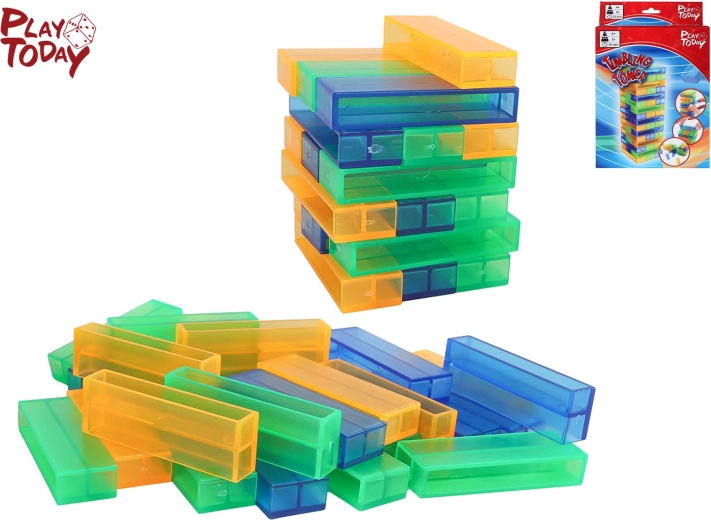 Play Today torre apilable – juego familiar de equilibrio con bloques transparentes