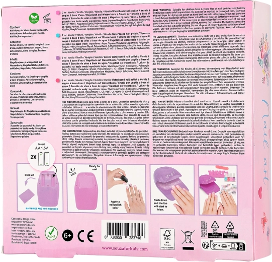 Souza! set infantil de esmaltes de uñas con accesorios y secador