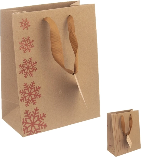 Bolsa de papel para regalo Copo de nieve 18 × 10 × 23 cm (mix de diseños)