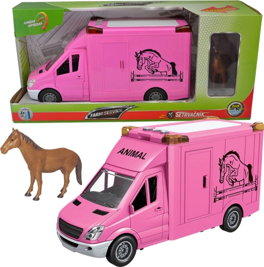Camión de servicio urbano 1:14 – transporte de caballos, rosa