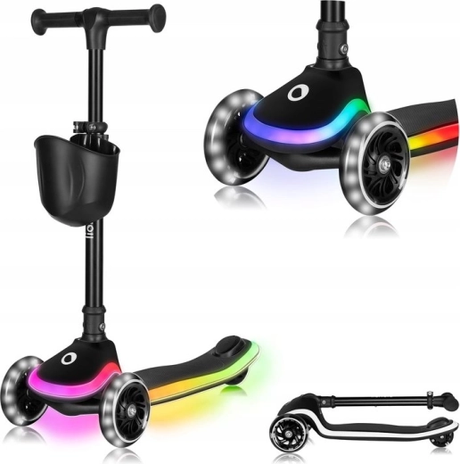 Patinete infantil plegable Lionelo Mey Black Onyx con iluminación LED