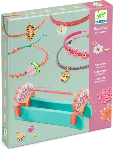 Djeco kit creativo para pulseras de macramé y cuentas – rosa