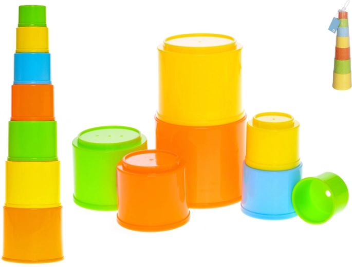 Vasos apilables de colores – pirámide para niños