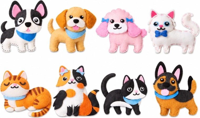Crea 8 animalitos de fieltro