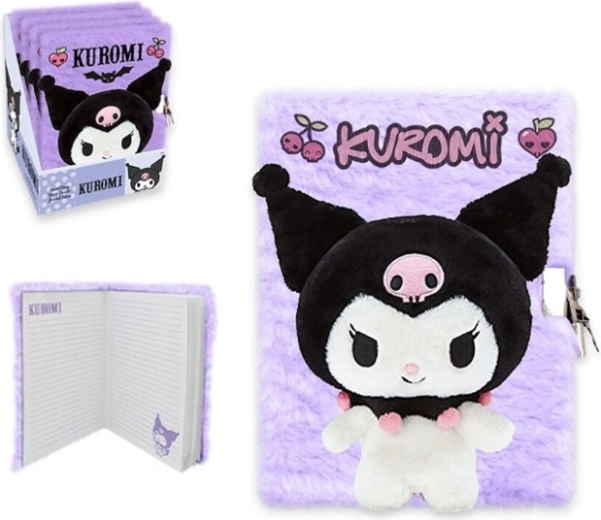 Diario de peluche 3D A5 KUROMI con cremallera