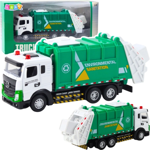 Camión de basura infantil con cubo elevador, luces y sonidos – cabina metálica