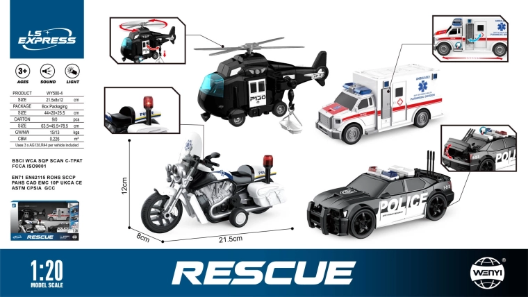 Set de vehículos policiales y de rescate