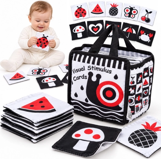 Tarjetas sensoriales de contraste de doble cara para bebés en una bolsa