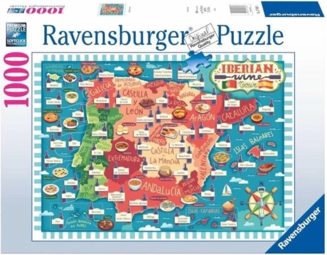 Puzzle Ravensburger mapa de la península ibérica – regiones vinícolas de 1000 piezas
