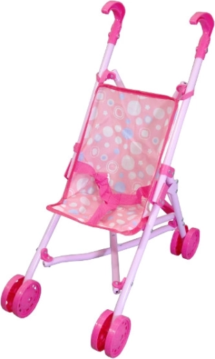 Cochecito para muñecas con estructura metálica – rosa
