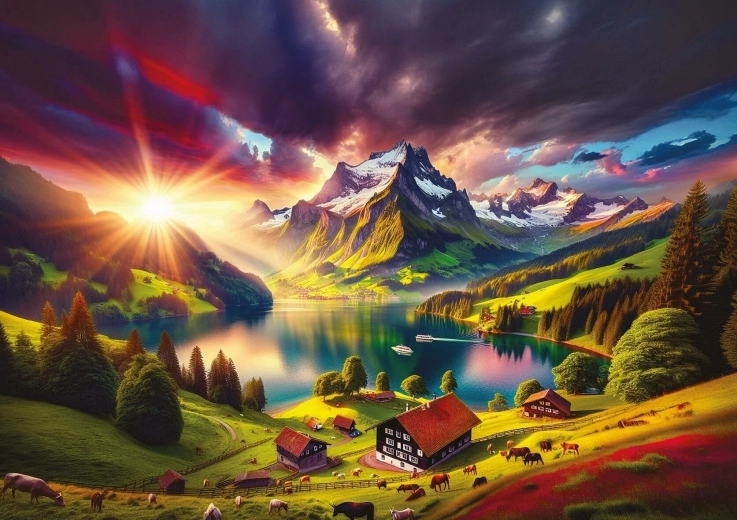 Puzzle Al pie de los Alpes 500 piezas