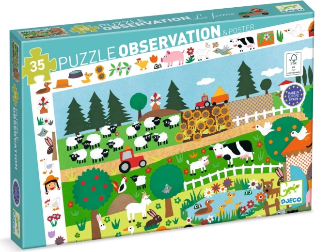 Puzzle de observación Djeco Granja, 35 piezas