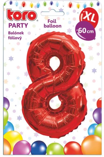 Globo de foil con número 8, 60 cm, rojo