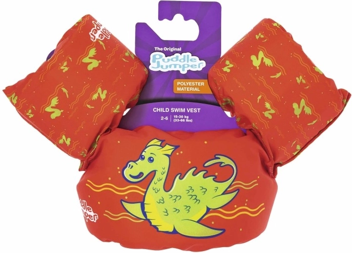 chaleco flotador infantil con manguitos con motivo de dragón