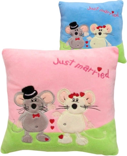 Cojín de felpa de ratoncitos Love just married 25 x 25 cm - 1 unidad