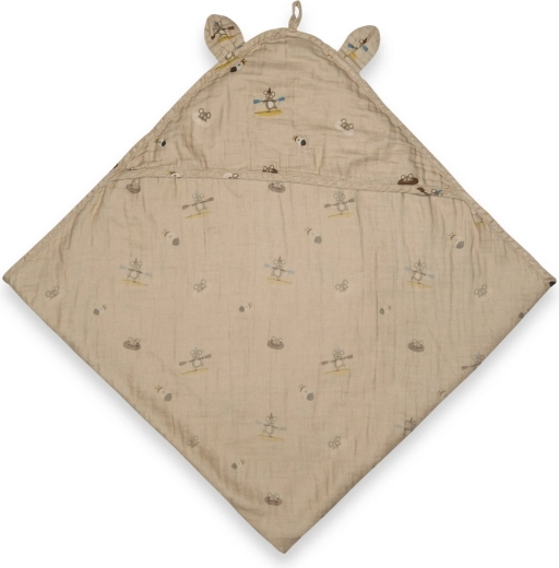 NuuRoo danila toalla de muselina con capucha para bebé beige surfer