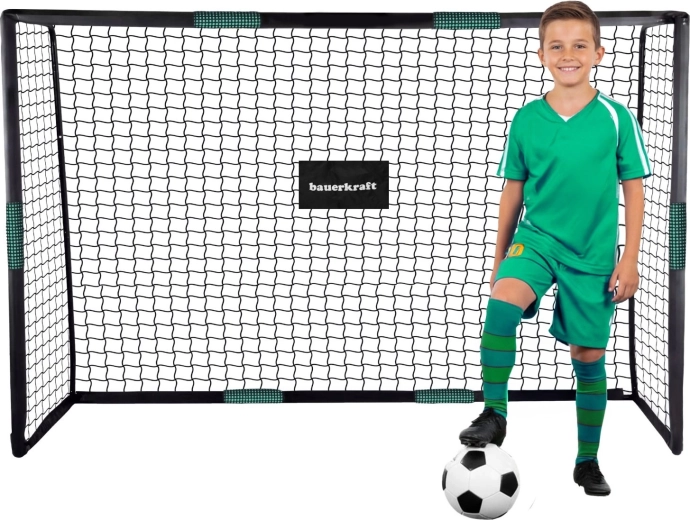 Portería de fútbol Bauerkraft con red 180 × 120 × 60 cm negro-verde