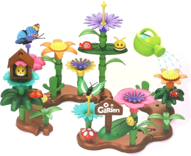 Kit de construcción creativo Jardín alegre con animales detrás de la valla (75 piezas)