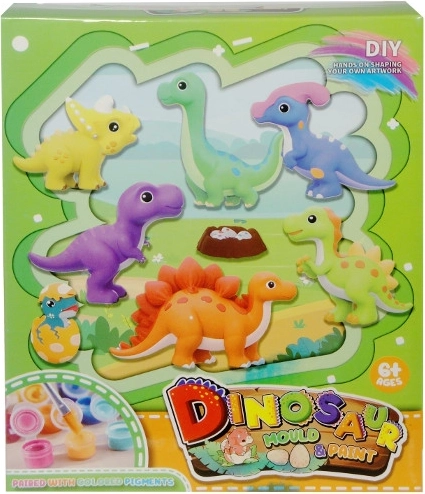 Set creativo de moldes de yeso de dinosaurios para colorear