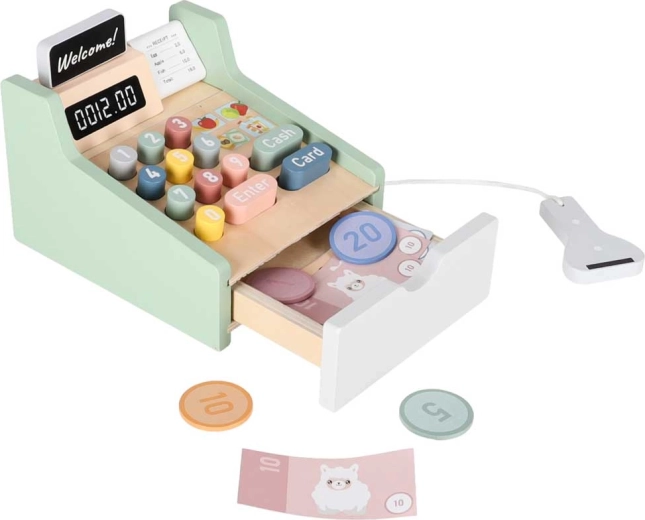 Dinero de juego: monedas y billetes en el paquete
