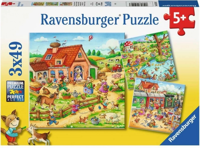 Puzzle Ravensburger Vacaciones en el campo 3×49 piezas